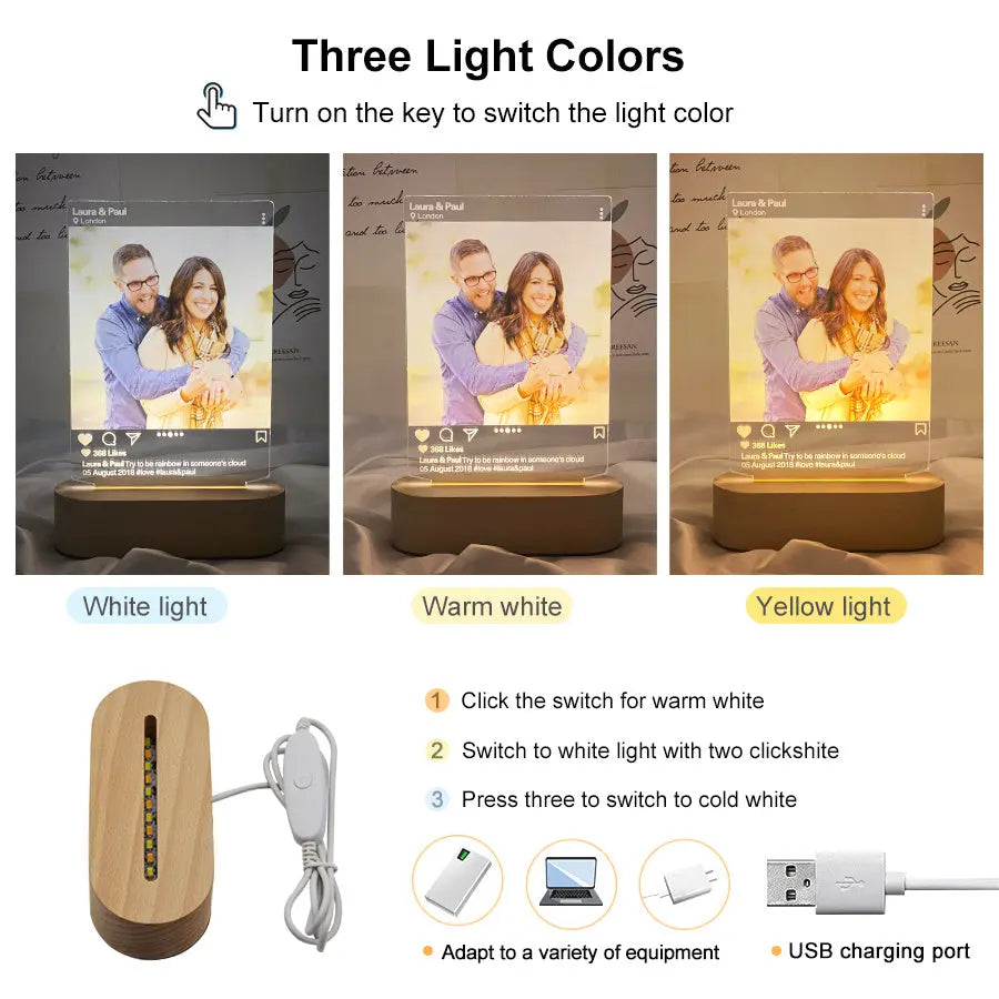Customized Blank Board Acrylic USB Night Light CJ Dropshipping