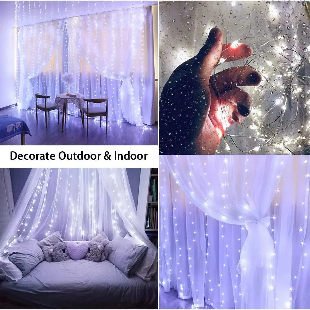 Christmas Lights LED Fairy String Curtain Lights 8 Mode Remote USB AliExpress