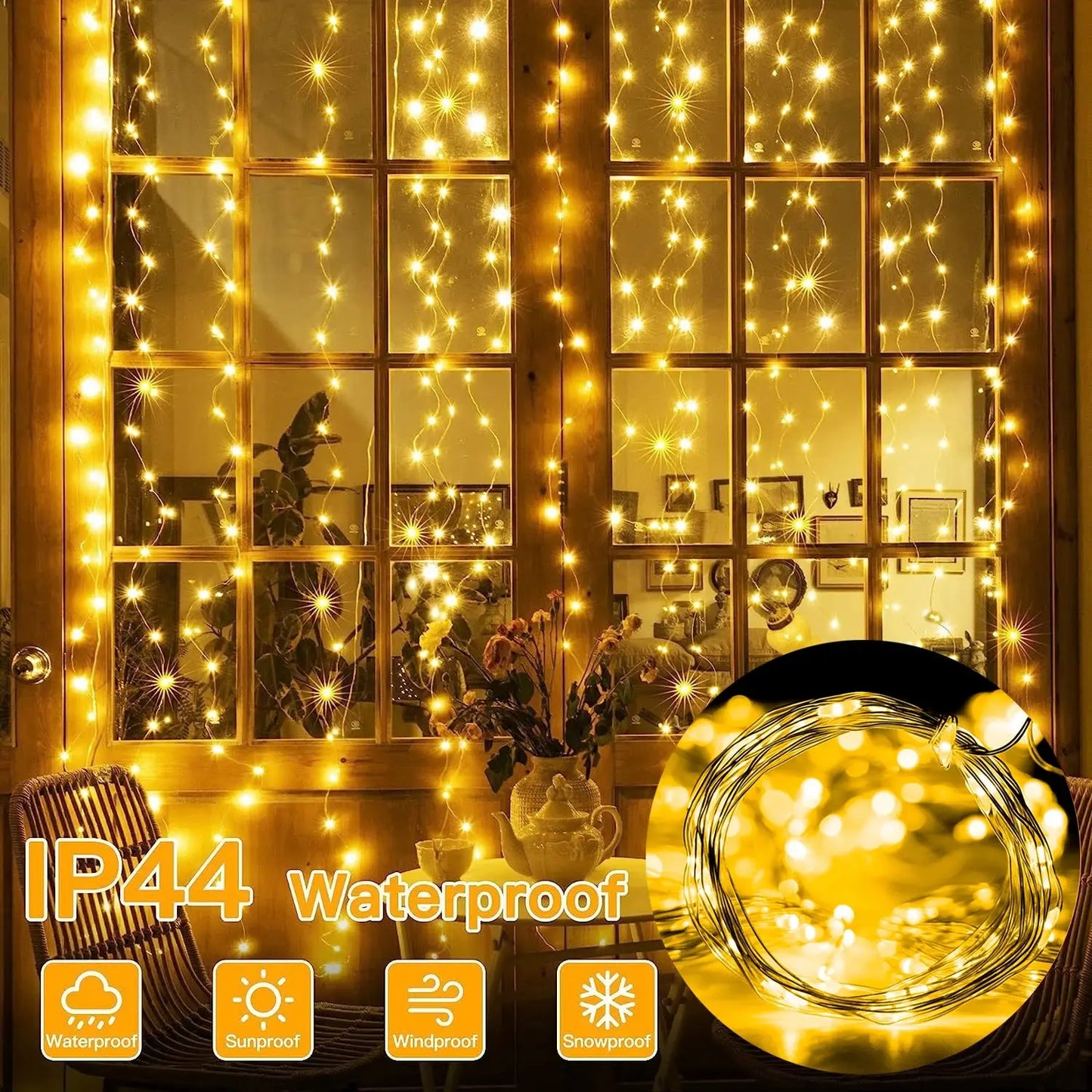 Christmas Lights LED Fairy String Curtain Lights 8 Mode Remote USB AliExpress