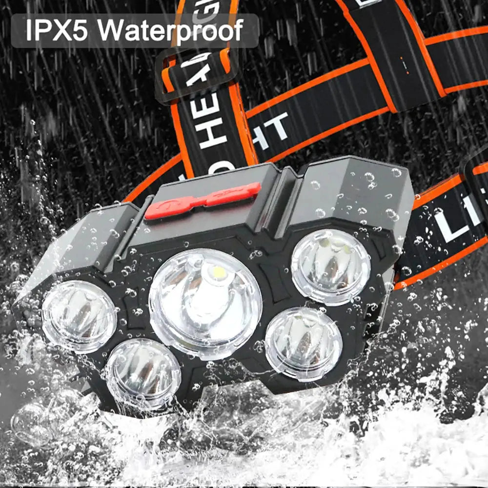 5 LED Headlamp Rechargeable with Built in Battery Strong Light AliExpress