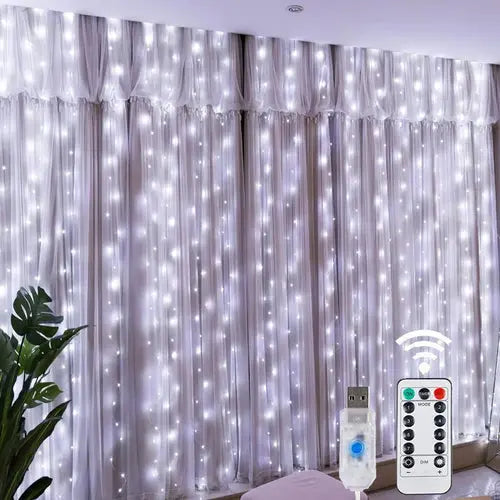 Christmas Lights LED Fairy String Curtain Lights 8 Mode Remote USB AliExpress