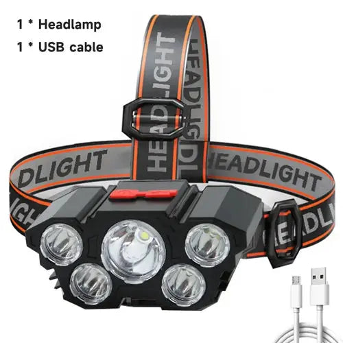 5 LED Headlamp Rechargeable with Built in Battery Strong Light AliExpress